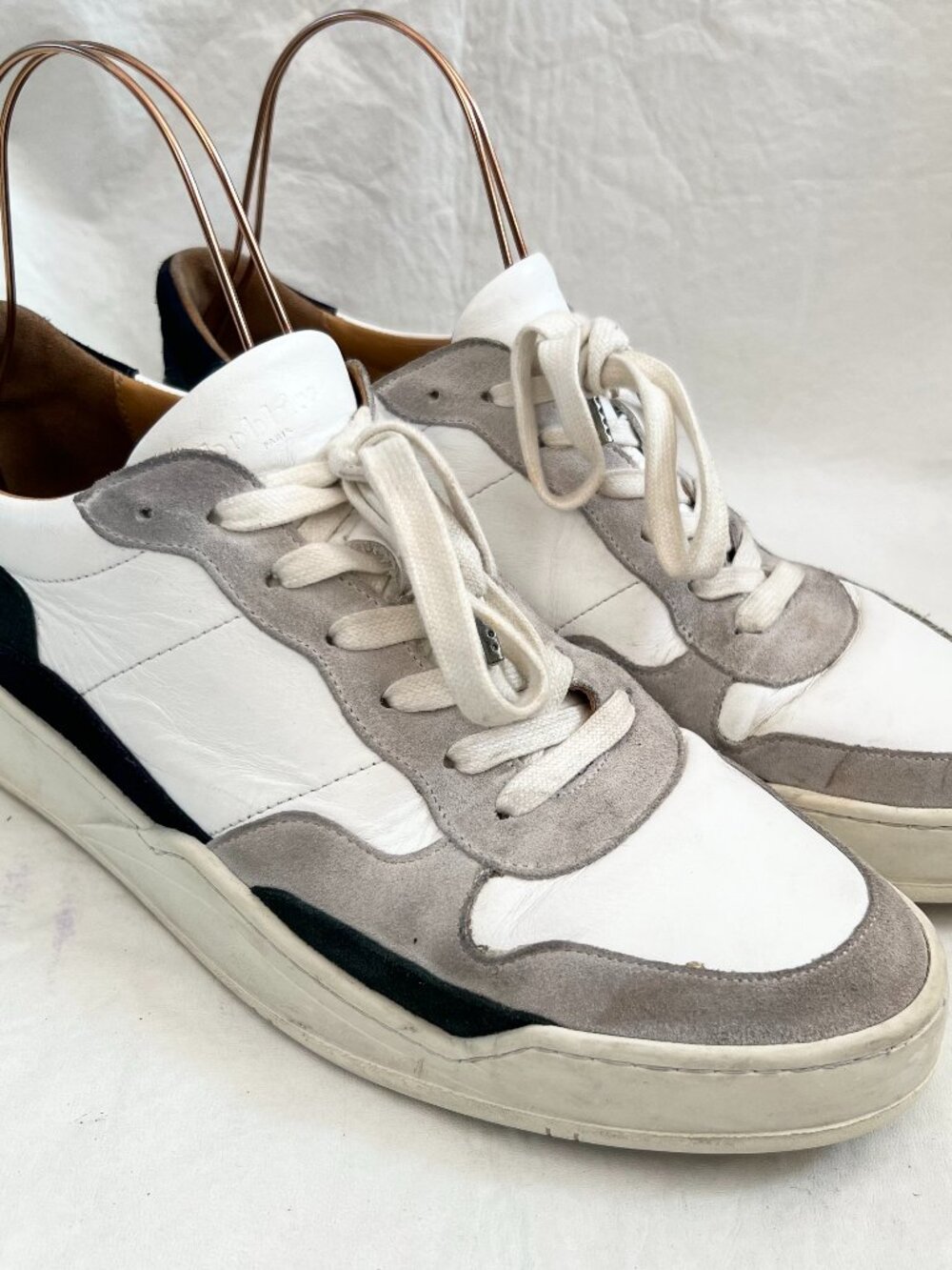 Bobbies Paris sneakers Malibu low top shoes FR 45 US 11.5 white leather gray